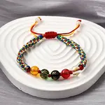 Glass Round Beads Braided Bead Bracelets