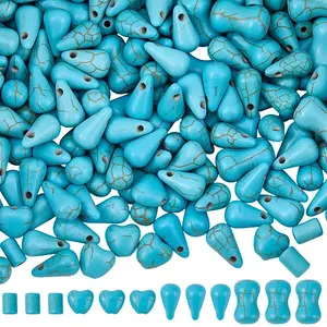 270Pcs 4 Styles Synthetic Turquoise Dyed Beads