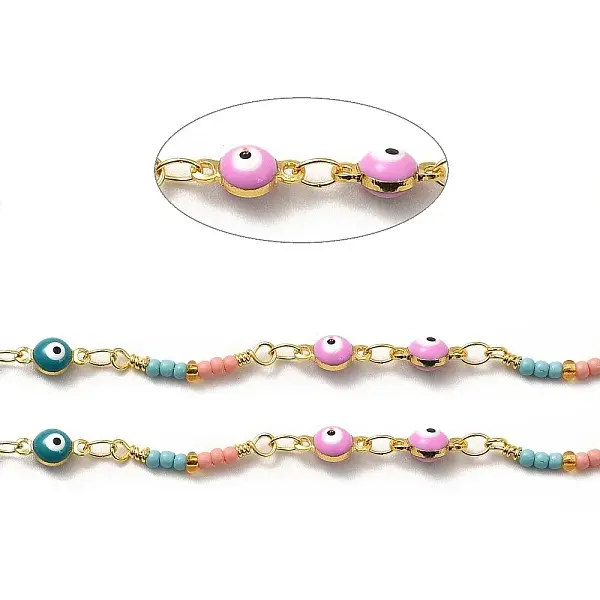 Brass Enamel Evil Eye Link Chains