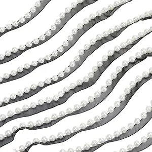 5Yards Polyester with Plastic Pearl Ribbon