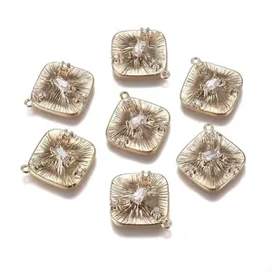 Brass Micro Pave Clear Cubic Zirconia Pendants