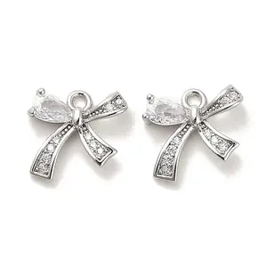 Brass Micro Pave Clear Cubic Zirconia Charms