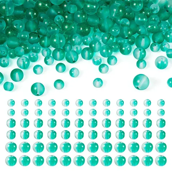 Frosted Transparent Glass Bead Strands