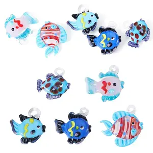 5Pcs 5 Colors Handmade Lampwork Pendants