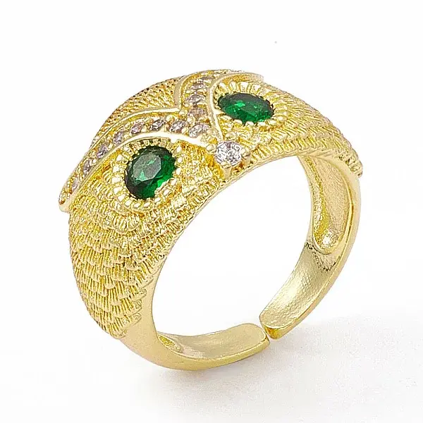 Cubic Zirconia Owl Open Cuff Rings