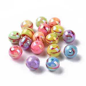 UV Plating Rainbow Iridescent Drawbench Acrylic Beads