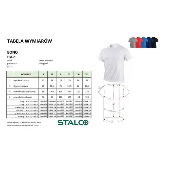 Tričko BONO, 2XL, šedá, STALCO