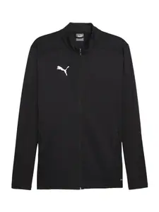 PUMA Športová mikina so zipsom 'teamFINAL'  čierna / biela