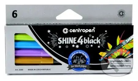 Centropen SHINE 4 BLACK Popisovače - sada 6 metalických barev