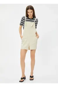 Koton Jednoduché Béžové Dámské Overaly 3SAK40166EW