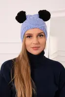 Kesi Fleecová čepice 2 bambulky K291 modrá