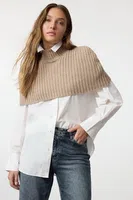 Trendyol Mink Crop Turtleneck Knit Sweater