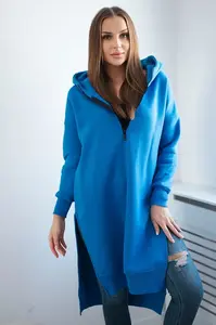 Zateplená mikina s rozparky na bocích fialově modrá