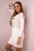 Šaty s potiskem Dream pudrově růžové