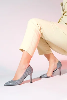 LuviShoes 653 Platinové Stříbrné Podpatky Dámské Boty