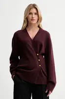 Kardigan s příměsí vlny ISABELLE BLANCHE vínová barva, IS25FW-M152-F007