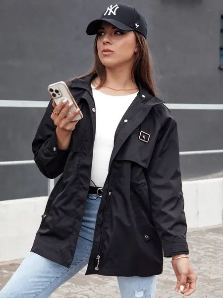 Kurtka przejściowa damska parka z kapturem TILAN czarna Dstreet