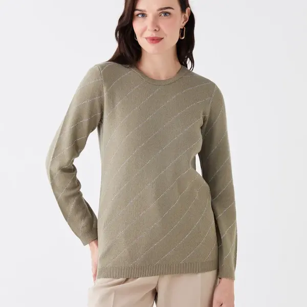 LC Waikiki Crew Neck Striped Long Sleeve Women's Knitwear Sweater