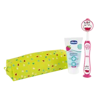 CHICCO Set zubní kartáček a pasta v pouzdře - Hippo, 3r+