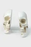 Knižné zarážky Luckies of London Skull 12,3 x 15 x 21,5 cm 2-pak biela farba
