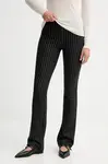 Nohavice Sessun čierna farba, rovný strih, stredne vysoký pás, 25107035