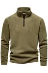 49143 Dewberry Half Zipper Stand Collar Mens Fleece-DARK BEIGE