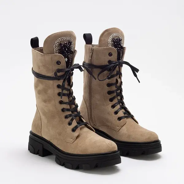 Resti Eco-suede women's khaki work boots Moxo - Footwear