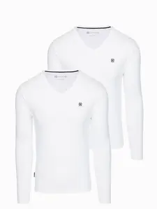 Ombre Set of 2x men's SLIM FIT longsleeve with logo and V-neck