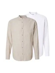 JACK & JONES Košeľa 'JJESUMMER'  sivá melírovaná / biela