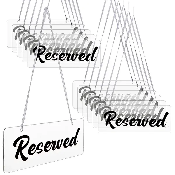 12Pcs Rectangle Acrylic Reserved Sign Hanging Ornaments