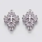 5Pcs Brass Micro Pave Clear Cubic Zirconia Links