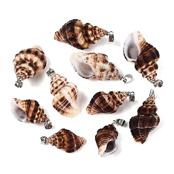 Brass & Natural Spiral Shell Big Pendants