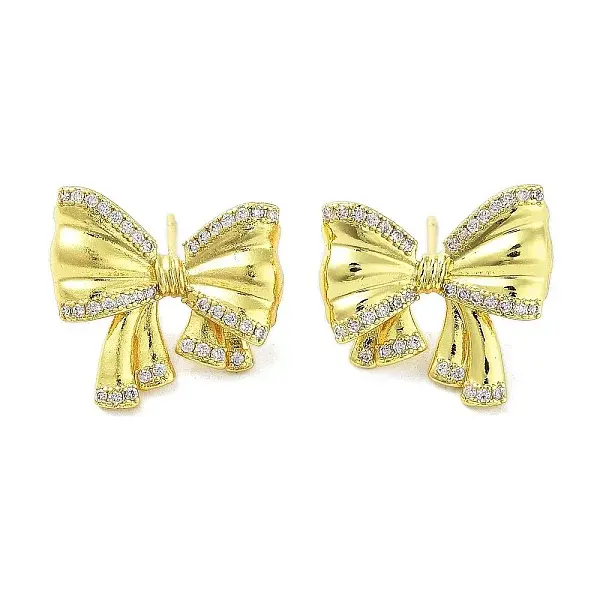 Rack Plating Brass Micro Pave Cubic Zirconia Stud Earrings for Women