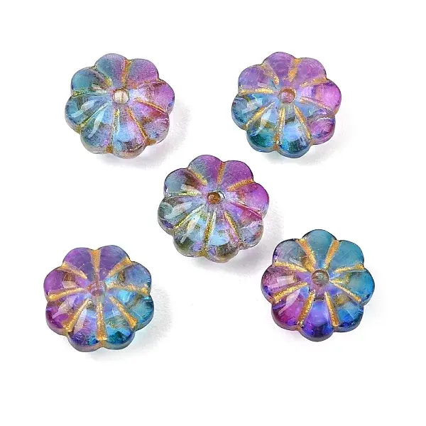 Baking Paint and Golden Metal Enlaced Glass Beads