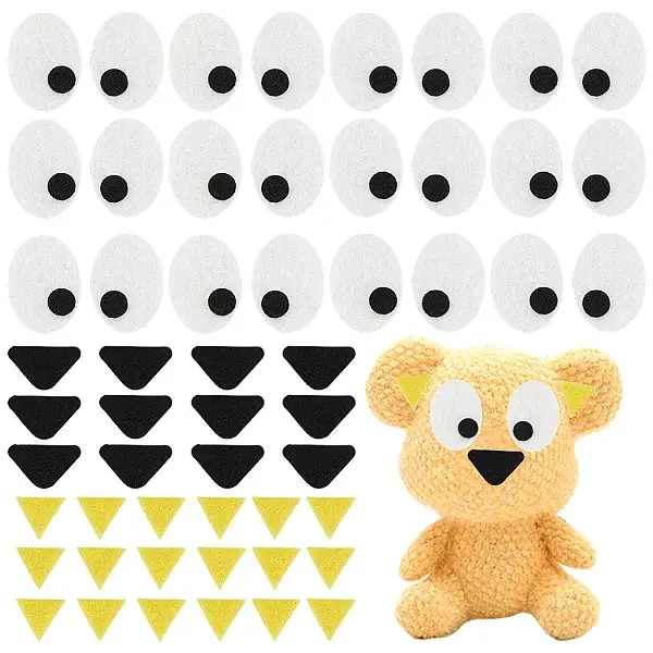3 Sets Felt Craft Doll Eyes & Nose & Ears