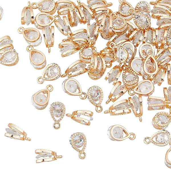 60Pcs Teardrop Alloy Charms