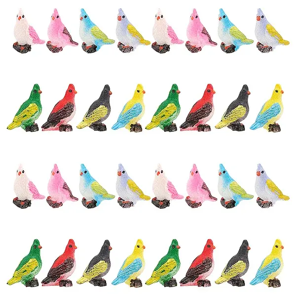 8pcs 8 Styles Synthetic Resin Parrot Display Decorations