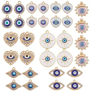 32Pcs 8 Styles Alloy Enamel Pendants