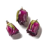 Preserved Rose with Golden Alloy Pendants