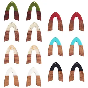 14Pcs 7 Styles Opaque Resin & Transparent Foil Resin Pendants
