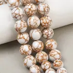 Synthetic Gold Line Turquoise Graduated Beads Strands
