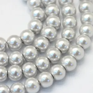 Baking Paint Pearlized Glass Pearl Round Bead Strands