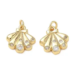 High Polished Ocean Brass Micro Pave Clear Cubic Zirconia Pendants