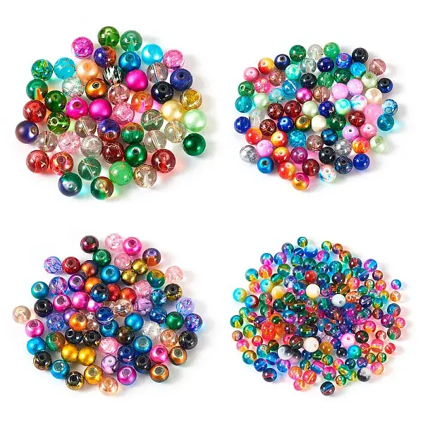 Round Spray Painted Glass Beads