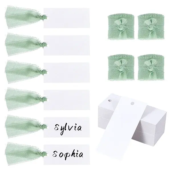 50Pcs Rectangle Blank White Paper Gift Tags