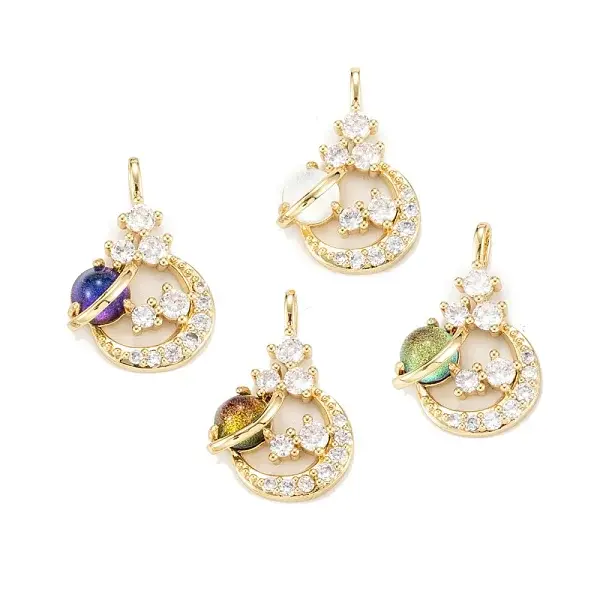 Brass Clear Cubic Zirconia Glass Pendants
