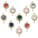 10Pcs Light Gold Plated Brass Pave Cubic Zirconia Connector Charms