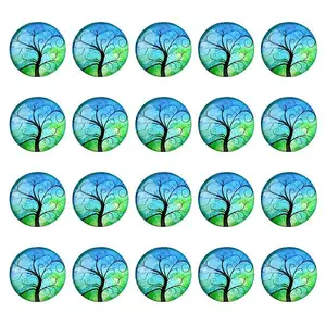 Half Round/Dome Tree Pattern Glass Flatback Cabochons for DIY Projects