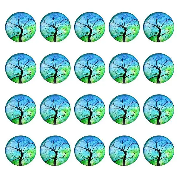 Half Round/Dome Tree Pattern Glass Flatback Cabochons for DIY Projects