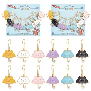 Alloy Enamel Cat Umbrella Pendant Locking Stitch Markers